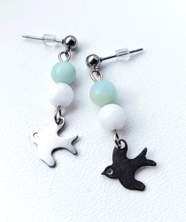 Náušnice z Amazonitu s ptáčky