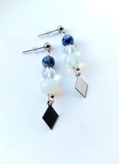 Náušnice s Měsíčním kamenem a Křišťálem