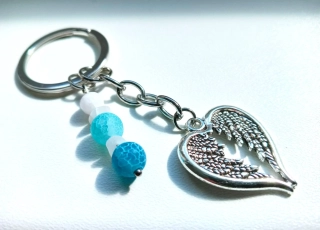 Klíčenka s modrým Achátem a srdcem