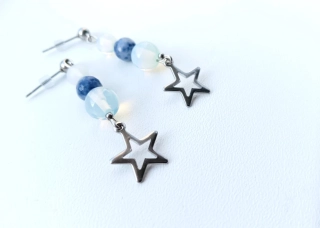 Náušnice s Měsíčním kamenem Hvězdy